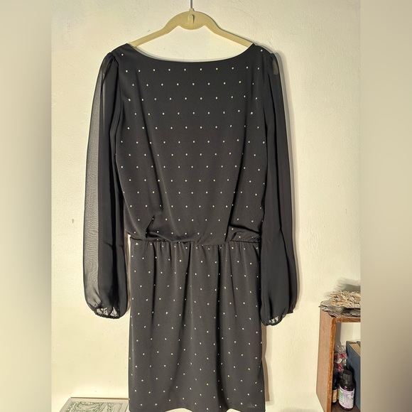 White House Black Market Dress with Gold Studs and Sheer Sleeves Size 2 - Picture 5 of 7